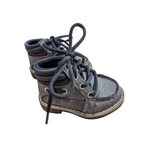 The Childrens Place Toddler Boys Size 4 Gray Winter Boots Lace Up Shoes